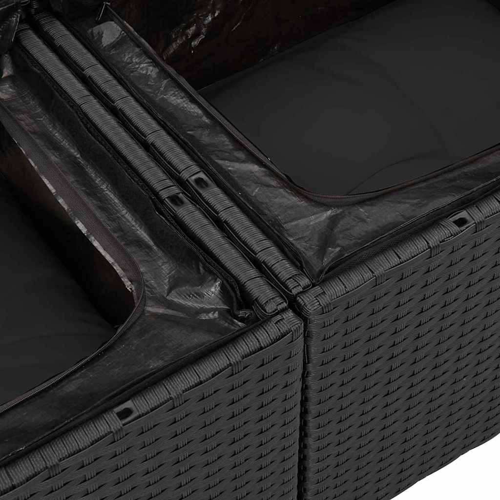 Garten-Sofa-Set mit Kissen 12 pcs Schwarz 80 x 80 x 71 cm